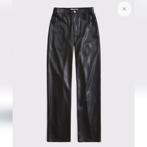 Abercrombie and Fitcg Black Faux Leather High-Rise Straight Leg Pants